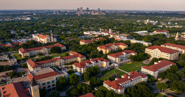 Aerial Shot of te TCU campus