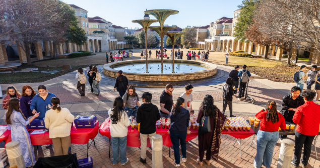 Students Organizations gathered in front of Frog Fountain